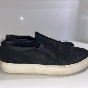 Suede black slip on platform sneakers